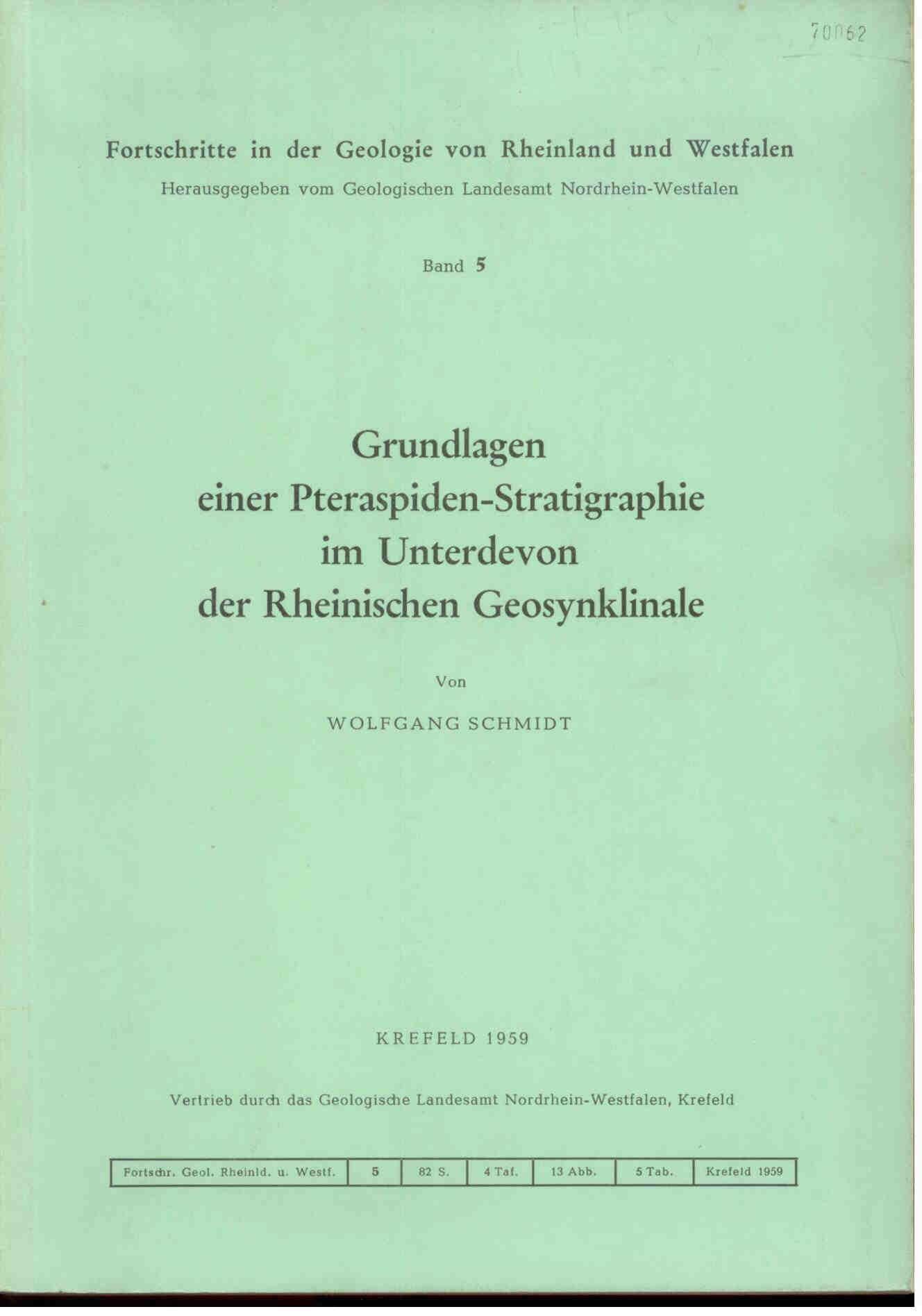 Schmidt, W.: Grundlagen einer Pteraspiden-Stratigraphie im Unterdevon der Rheinischen Geosynklinale.