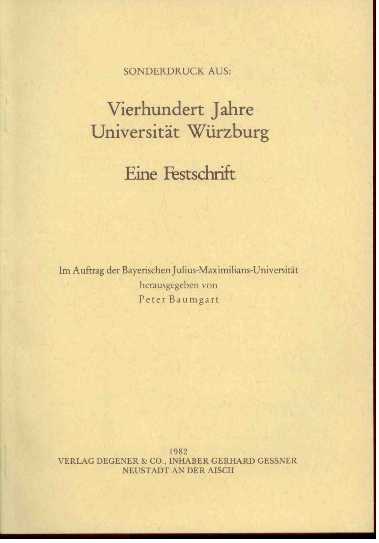 Schnitzer, W.A., Voßmerbäumer, H.: Zur Geschichte von Geologie-Paläontologie aus Vierhundert Jahre Universität Würzburg Eine Festschrift