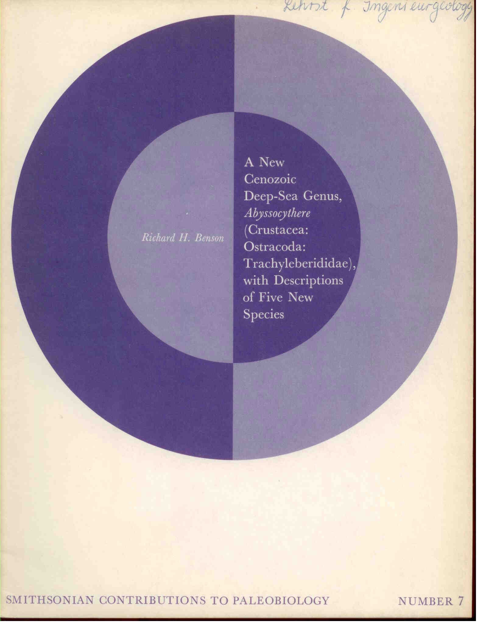 Benson R. H.: A New Cenozoic Deep-Sea Genus, Abyssocythere (Crustacea: Ostracoda: Trachyleberididae), with Descriptions of Five New Species.